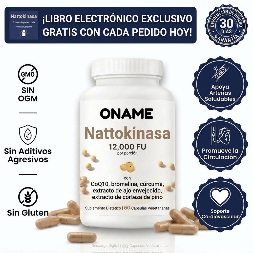 Oname | Complejo de nattokinasa 12 000 FU - 60 cápsulas vegetarianas
