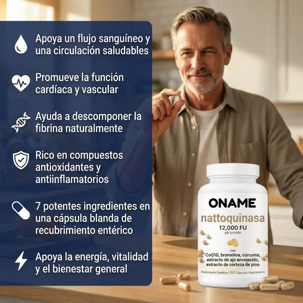 Oname | Complejo de nattokinasa 12 000 FU - 60 cápsulas vegetarianas