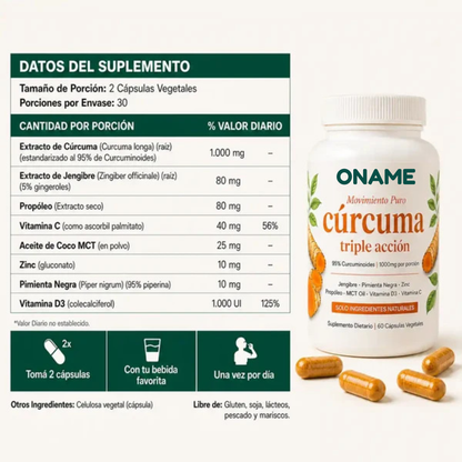 Oname - Cápsulas Premium de Triple Acción Antiinflamatoria