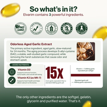 Oname® Aged Garlic Extract - 7500mg Odorless Softgels -