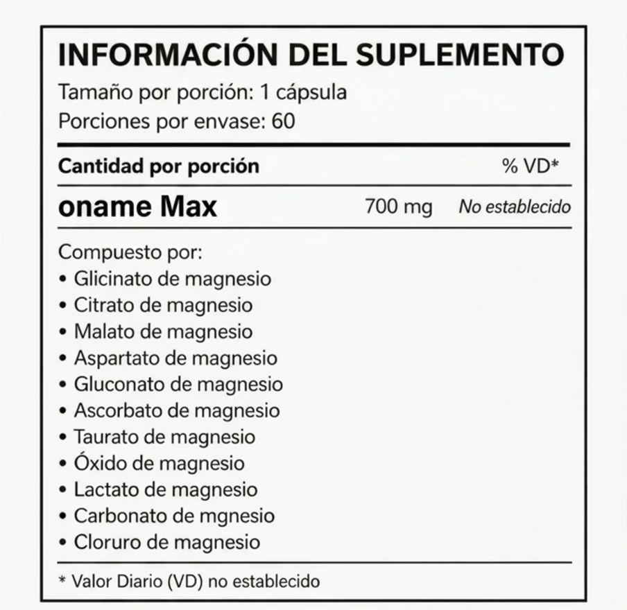Oname Max | Complejo de Magnesio 12 en 1