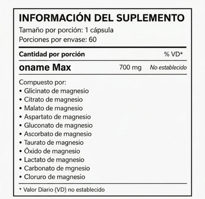 Oname Max | Complejo de Magnesio 12 en 1