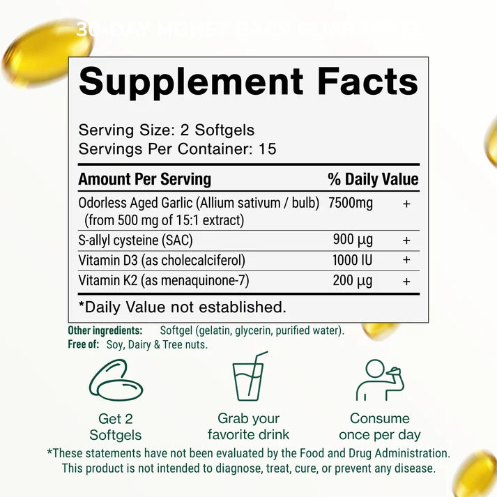 Oname® Aged Garlic Extract - 7500mg Odorless Softgels -