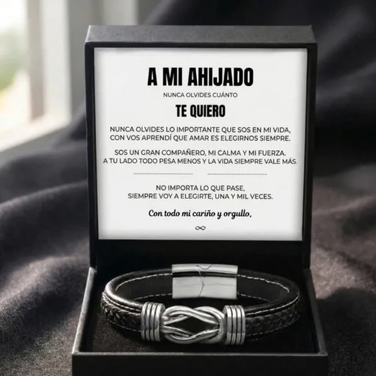A Mi Ahijado | Pulsera de Cuero Siempre Unidos I Regalo de Padrinos