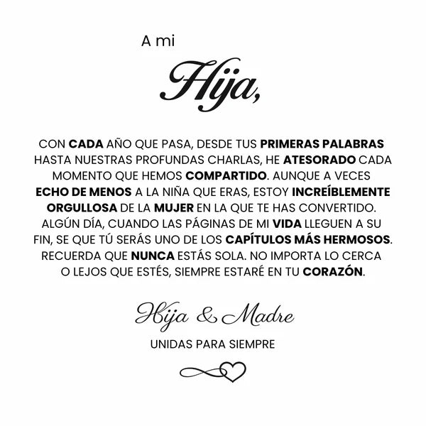 Pulsera Corazón A Mi Hija | Siempre Unidas Madre e Hija