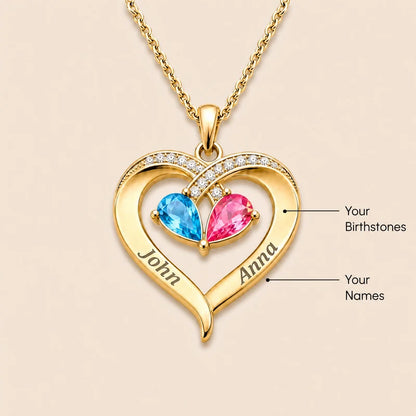 Forever Yours - Birthstone Heart Necklace & Engraved Walnut Box