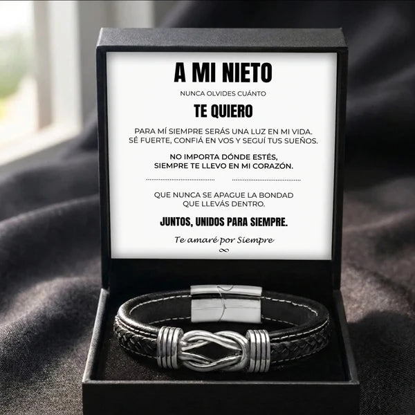 A Mi Nieto | Siempre Unidos | Pulsera de Cuero