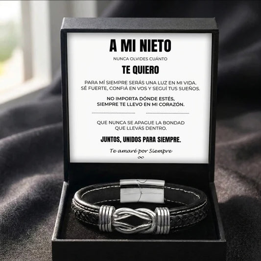 A Mi Nieto | Siempre Unidos | Pulsera de Cuero