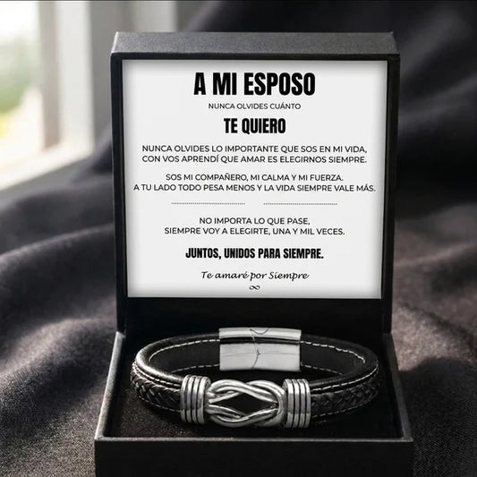 A Mi Esposo | Siempre Unidos | Pulsera de Cuero