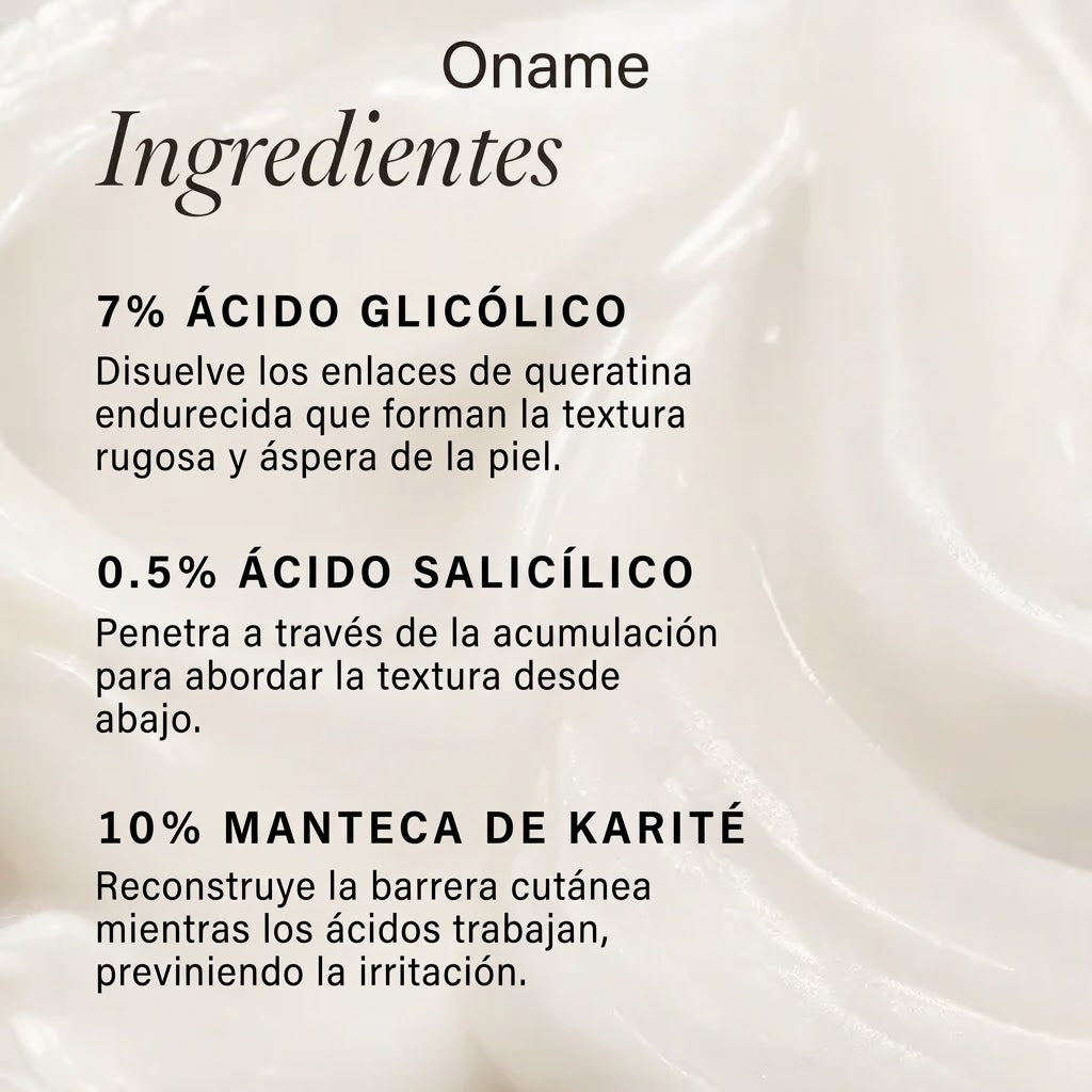 Oname | Barra corporal de ácido glicólico suave y uniforme
