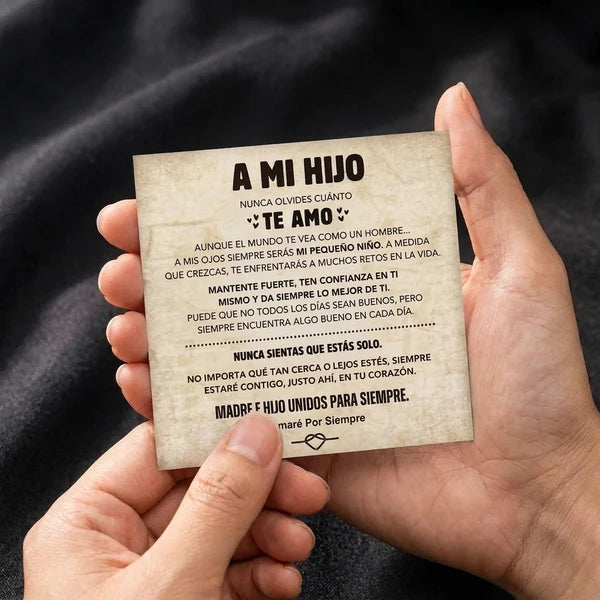 A Mi Hijo | Pulsera de Cuero Siempre Unidos | Regalo Madre e Hijo