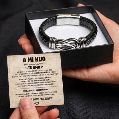 A Mi Hijo | Pulsera de Cuero Siempre Unidos | Regalo Madre e Hijo