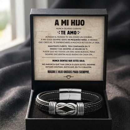 A Mi Hijo | Pulsera de Cuero Siempre Unidos | Regalo Madre e Hijo